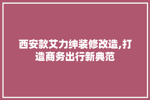 西安款艾力绅装修改造,打造商务出行新典范 西安款艾力绅装修改造,打造商务出行新典范 二手房