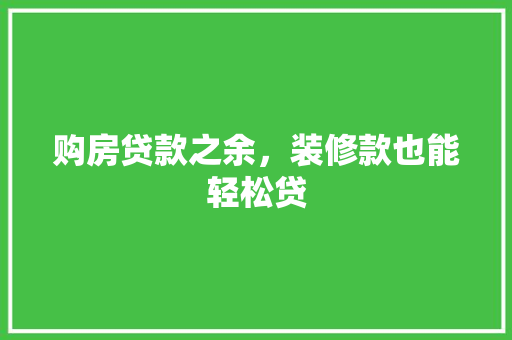 购房贷款之余，装修款也能轻松贷 购房贷款之余，装修款也能轻松贷 家居装饰