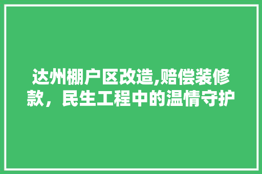 达州棚户区改造,赔偿装修款，民生工程中的温情守护 达州棚户区改造,赔偿装修款，民生工程中的温情守护 二手房