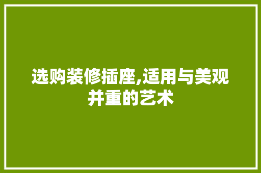 选购装修插座,适用与美观并重的艺术 选购装修插座,适用与美观并重的艺术 家居设计