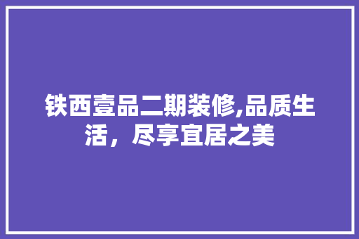 铁西壹品二期装修,品质生活，尽享宜居之美 铁西壹品二期装修,品质生活，尽享宜居之美 家居装饰