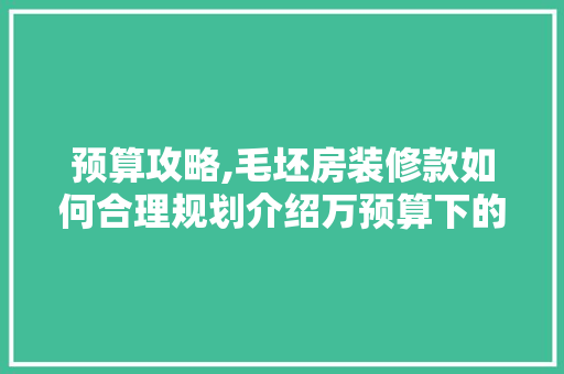 预算攻略,毛坯房装修款如何合理规划介绍万预算下的装修方法 预算攻略,毛坯房装修款如何合理规划介绍万预算下的装修方法 二手房