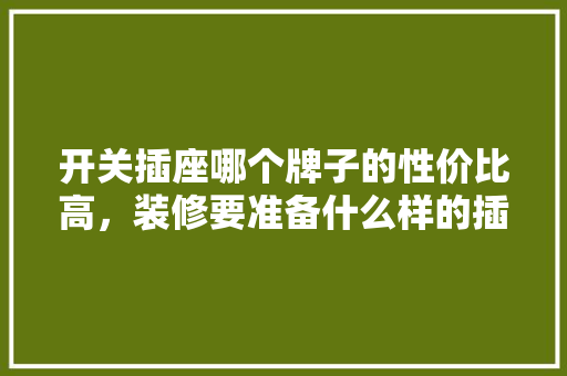 开关插座哪个牌子的性价比高，装修要准备什么样的插座呢。 开关插座哪个牌子的性价比高，装修要准备什么样的插座呢。 家居设计