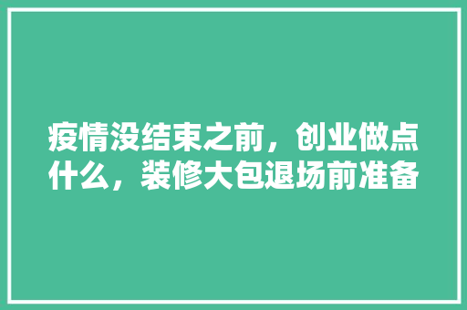 疫情没结束之前，创业做点什么，装修大包退场前准备什么东西。 疫情没结束之前，创业做点什么，装修大包退场前准备什么东西。 二手房