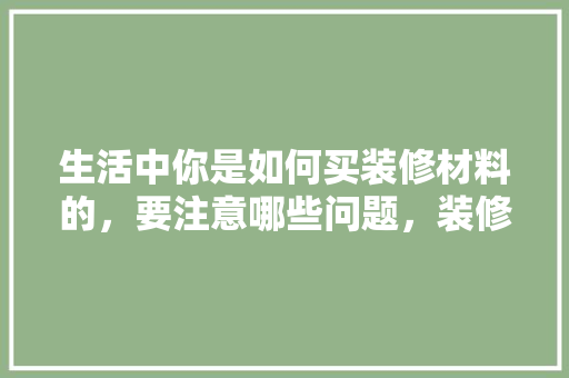 生活中你是如何买装修材料的，要注意哪些问题，装修房子都准备什么东西。 生活中你是如何买装修材料的，要注意哪些问题，装修房子都准备什么东西。 家居设计