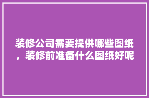 装修公司需要提供哪些图纸，装修前准备什么图纸好呢。 装修公司需要提供哪些图纸，装修前准备什么图纸好呢。 买房须知