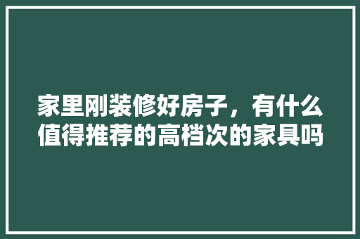 家里刚装修好房子，有什么值得推荐的高档次的家具吗，装修都需要准备什么家具呢。 家里刚装修好房子，有什么值得推荐的高档次的家具吗，装修都需要准备什么家具呢。 二手房