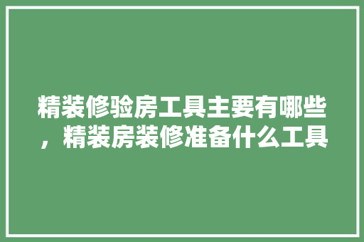 精装修验房工具主要有哪些，精装房装修准备什么工具好。 精装修验房工具主要有哪些，精装房装修准备什么工具好。 二手房