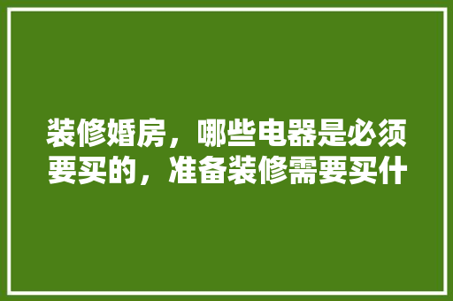 装修婚房，哪些电器是必须要买的，准备装修需要买什么家电呢。 装修婚房，哪些电器是必须要买的，准备装修需要买什么家电呢。 买房须知