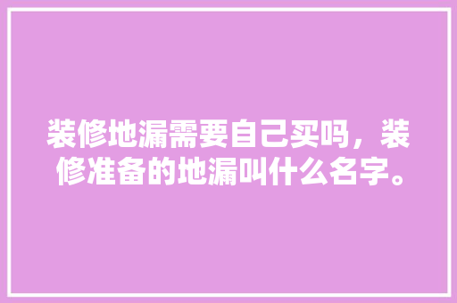 装修地漏需要自己买吗，装修准备的地漏叫什么名字。 装修地漏需要自己买吗，装修准备的地漏叫什么名字。 二手房