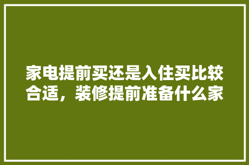 家电提前买还是入住买比较合适，装修提前准备什么家电好呢。 家电提前买还是入住买比较合适，装修提前准备什么家电好呢。 家居设计