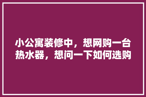 小公寓装修中，想网购一台热水器，想问一下如何选购，家居装修小户型准备什么材料。 小公寓装修中，想网购一台热水器，想问一下如何选购，家居装修小户型准备什么材料。 家居设计