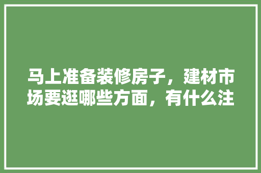 马上准备装修房子，建材市场要逛哪些方面，有什么注意事项，装修日常准备什么东西好。 马上准备装修房子，建材市场要逛哪些方面，有什么注意事项，装修日常准备什么东西好。 买房须知