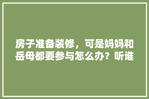 房子准备装修，可是妈妈和岳母都要参与怎么办？听谁的？出现矛盾怎么解决，装修前需要业主准备什么东西。 房子准备装修，可是妈妈和岳母都要参与怎么办？听谁的？出现矛盾怎么解决，装修前需要业主准备什么东西。 二手房