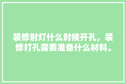 装修射灯什么时候开孔，装修打孔需要准备什么材料。 装修射灯什么时候开孔，装修打孔需要准备什么材料。 买房须知