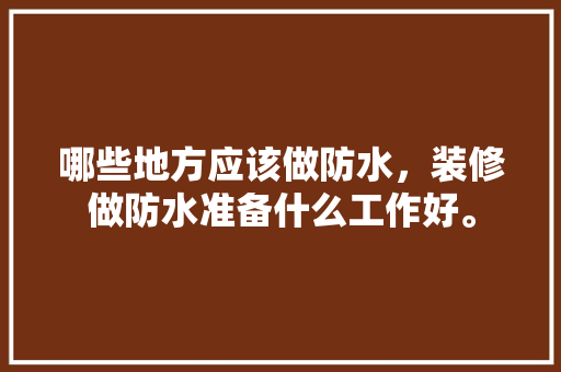 哪些地方应该做防水，装修做防水准备什么工作好。 哪些地方应该做防水，装修做防水准备什么工作好。 二手房