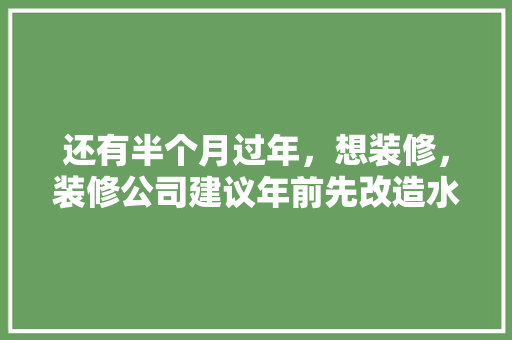 还有半个月过年，想装修，装修公司建议年前先改造水电，年后再铺砖等其他。合理吗，什么时候准备装修合适呢女生。 还有半个月过年，想装修，装修公司建议年前先改造水电，年后再铺砖等其他。合理吗，什么时候准备装修合适呢女生。 家居设计