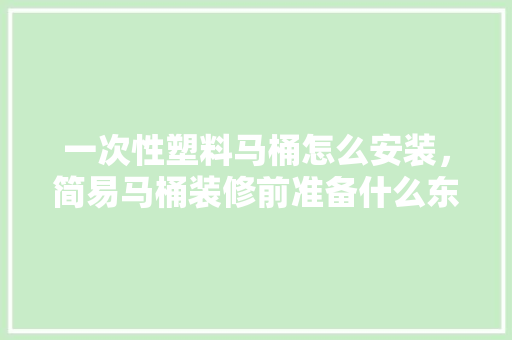 一次性塑料马桶怎么安装，简易马桶装修前准备什么东西。 一次性塑料马桶怎么安装，简易马桶装修前准备什么东西。 买房须知