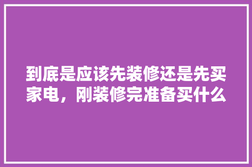 到底是应该先装修还是先买家电，刚装修完准备买什么家电比较好。 到底是应该先装修还是先买家电，刚装修完准备买什么家电比较好。 买房须知