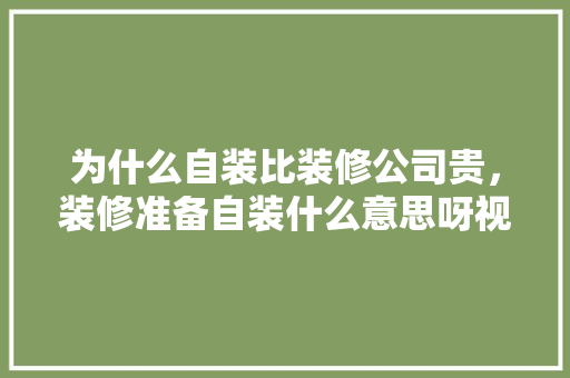 为什么自装比装修公司贵，装修准备自装什么意思呀视频。 为什么自装比装修公司贵，装修准备自装什么意思呀视频。 二手房