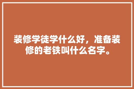装修学徒学什么好，准备装修的老铁叫什么名字。 装修学徒学什么好，准备装修的老铁叫什么名字。 家居设计