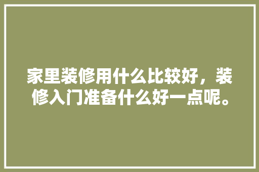 家里装修用什么比较好，装修入门准备什么好一点呢。 家里装修用什么比较好，装修入门准备什么好一点呢。 二手房