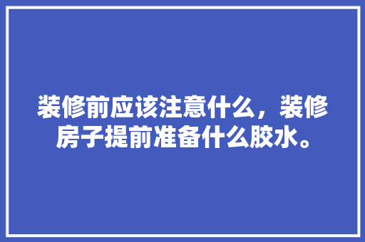 装修前应该注意什么，装修房子提前准备什么胶水。 装修前应该注意什么，装修房子提前准备什么胶水。 装修知识