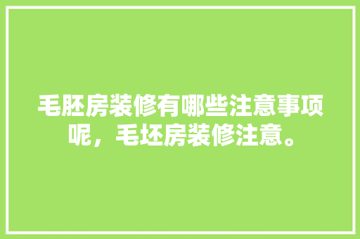 毛胚房装修有哪些注意事项呢，毛坯房装修注意。 毛胚房装修有哪些注意事项呢，毛坯房装修注意。 家居装饰