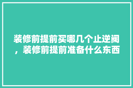 装修前提前买哪几个止逆阀，装修前提前准备什么东西好。 装修前提前买哪几个止逆阀，装修前提前准备什么东西好。 装修知识
