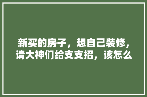 新买的房子，想自己装修，请大神们给支支招，该怎么装，装修顺序是什么，新装修需要做什么准备工作。 新买的房子，想自己装修，请大神们给支支招，该怎么装，装修顺序是什么，新装修需要做什么准备工作。 家居装饰