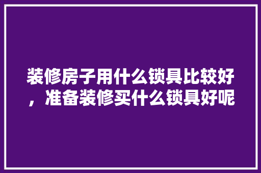 装修房子用什么锁具比较好，准备装修买什么锁具好呢图片。 装修房子用什么锁具比较好，准备装修买什么锁具好呢图片。 家居装饰