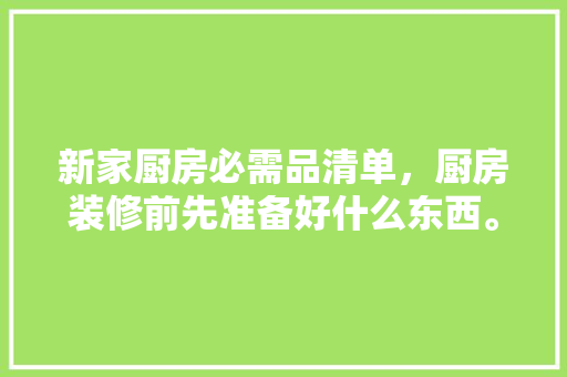 新家厨房必需品清单，厨房装修前先准备好什么东西。 新家厨房必需品清单，厨房装修前先准备好什么东西。 二手房