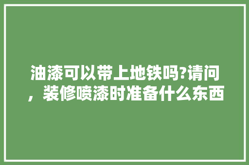 油漆可以带上地铁吗?请问，装修喷漆时准备什么东西好。 油漆可以带上地铁吗?请问，装修喷漆时准备什么东西好。 二手房