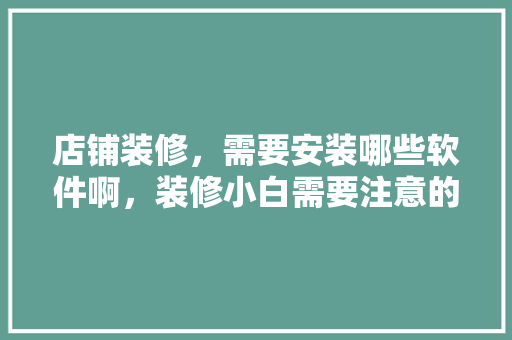 店铺装修，需要安装哪些软件啊，装修小白需要注意的地方。 店铺装修，需要安装哪些软件啊，装修小白需要注意的地方。 装修知识