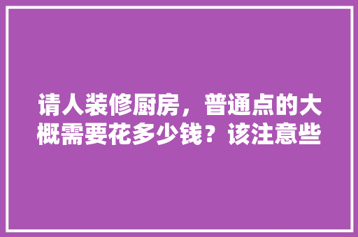请人装修厨房，普通点的大概需要花多少钱？该注意些什么，装修厨房准备什么东西好。 请人装修厨房，普通点的大概需要花多少钱？该注意些什么，装修厨房准备什么东西好。 买房须知
