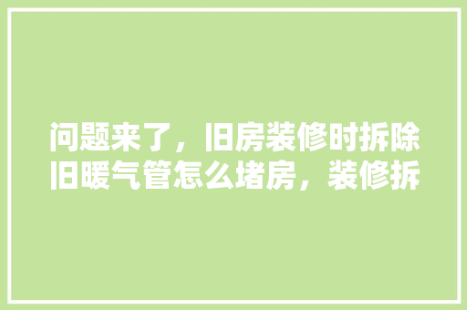 问题来了，旧房装修时拆除旧暖气管怎么堵房，装修拆除前准备什么材料好。 问题来了，旧房装修时拆除旧暖气管怎么堵房，装修拆除前准备什么材料好。 买房须知