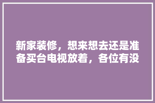 新家装修，想来想去还是准备买台电视放着，各位有没有什么推荐呀，打算装修做什么准备好呢。 新家装修，想来想去还是准备买台电视放着，各位有没有什么推荐呀，打算装修做什么准备好呢。 二手房