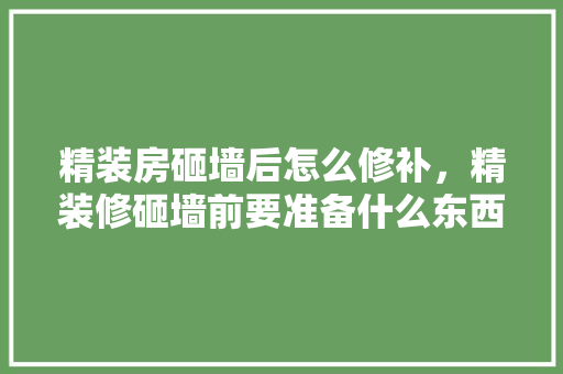 精装房砸墙后怎么修补，精装修砸墙前要准备什么东西。 精装房砸墙后怎么修补，精装修砸墙前要准备什么东西。 买房须知