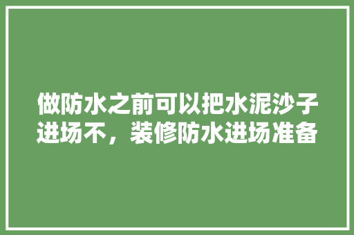 做防水之前可以把水泥沙子进场不，装修防水进场准备什么材料。 做防水之前可以把水泥沙子进场不，装修防水进场准备什么材料。 家居设计