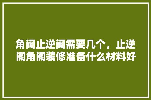 角阀止逆阀需要几个，止逆阀角阀装修准备什么材料好。 角阀止逆阀需要几个，止逆阀角阀装修准备什么材料好。 家居装饰