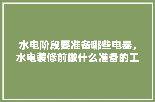 水电阶段要准备哪些电器，水电装修前做什么准备的工作。 水电阶段要准备哪些电器，水电装修前做什么准备的工作。 家居设计