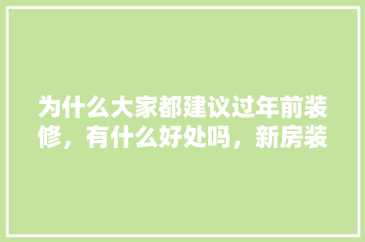 为什么大家都建议过年前装修，有什么好处吗，新房装修之前要准备什么东西。 为什么大家都建议过年前装修，有什么好处吗，新房装修之前要准备什么东西。 家居装饰