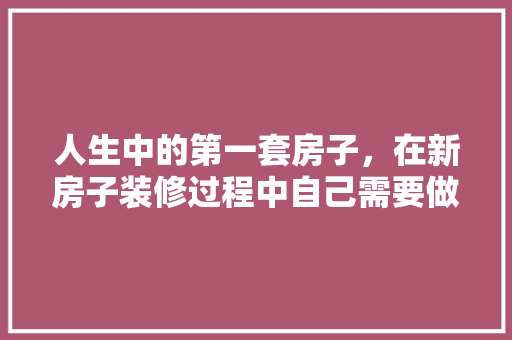 人生中的第一套房子，在新房子装修过程中自己需要做什么，自己装修前做什么准备工作。 人生中的第一套房子，在新房子装修过程中自己需要做什么，自己装修前做什么准备工作。 二手房