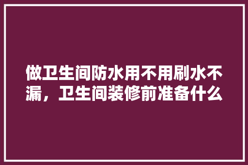 做卫生间防水用不用刷水不漏，卫生间装修前准备什么东西。 做卫生间防水用不用刷水不漏，卫生间装修前准备什么东西。 买房须知
