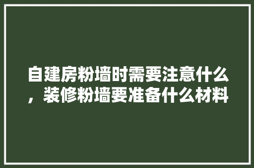 自建房粉墙时需要注意什么，装修粉墙要准备什么材料。 自建房粉墙时需要注意什么，装修粉墙要准备什么材料。 买房须知