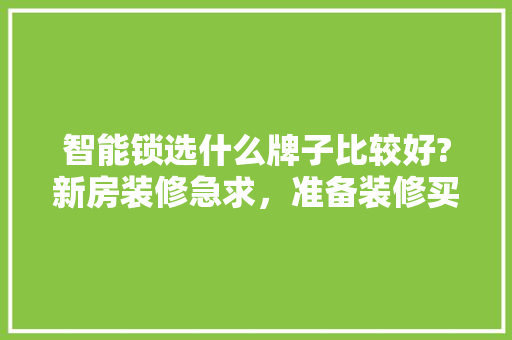 智能锁选什么牌子比较好?新房装修急求，准备装修买什么锁比较好呢。 智能锁选什么牌子比较好?新房装修急求，准备装修买什么锁比较好呢。 家居装饰