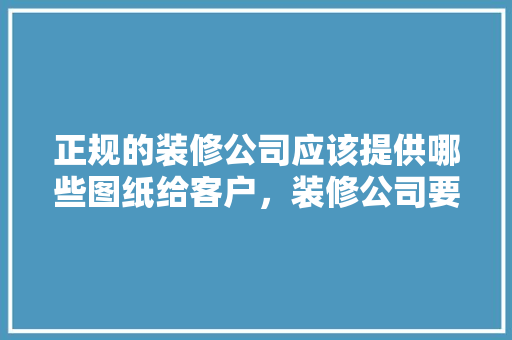 正规的装修公司应该提供哪些图纸给客户，装修公司要准备什么图纸呢。 正规的装修公司应该提供哪些图纸给客户，装修公司要准备什么图纸呢。 装修知识