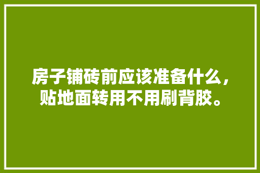 房子铺砖前应该准备什么，贴地面转用不用刷背胶。 房子铺砖前应该准备什么，贴地面转用不用刷背胶。 买房须知