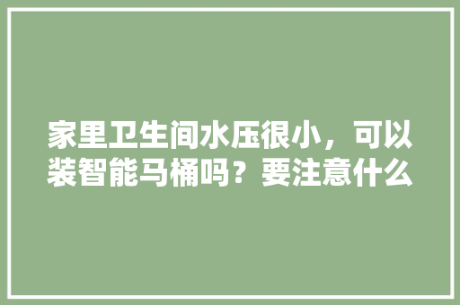 家里卫生间水压很小，可以装智能马桶吗？要注意什么呢，装修智能马桶要准备什么东西。 家里卫生间水压很小，可以装智能马桶吗？要注意什么呢，装修智能马桶要准备什么东西。 买房须知
