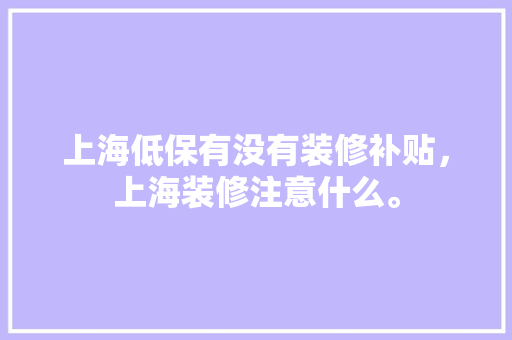 上海低保有没有装修补贴，上海装修注意什么。 上海低保有没有装修补贴，上海装修注意什么。 家居设计